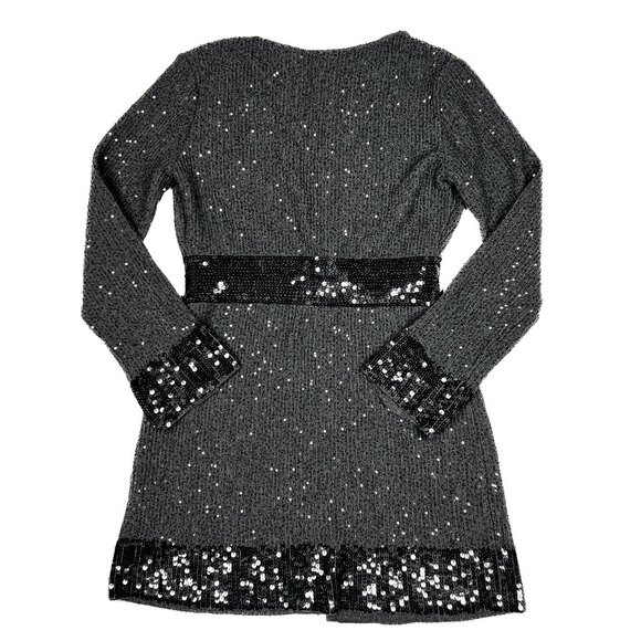 IISLI Elegant Designer Wool Sequins Gray Cardigan Kimono Orig $998! Size 8 - NWT - Picture 6 of 13